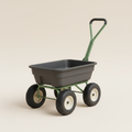 Two-wheel garden cart on a warm off-white studio background